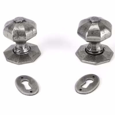 Pewter Oak Box Lock & Octagonal Knob Set - Image 3