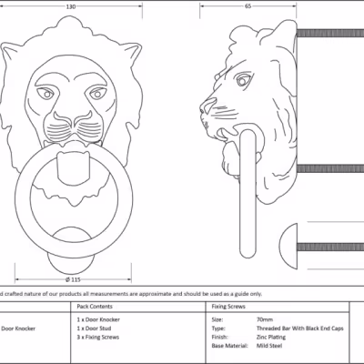 Black Lion Head Door Knocker - Image 3