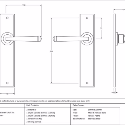 Pewter Large Avon Lever Latch Set - Image 5