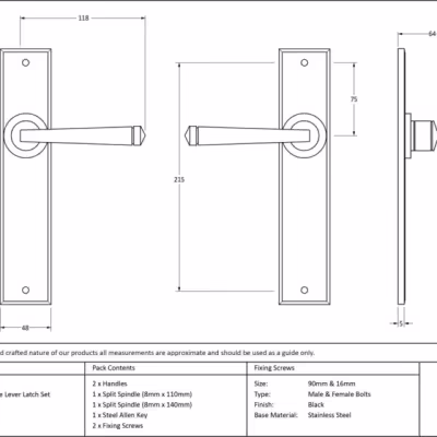 Black Large Avon Lever Latch Set - Image 5