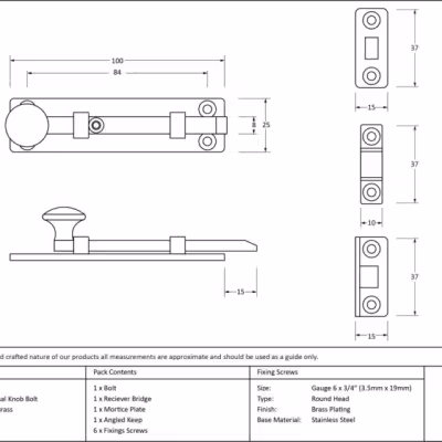 Polished Brass 4" Universal Bolt - Image 3