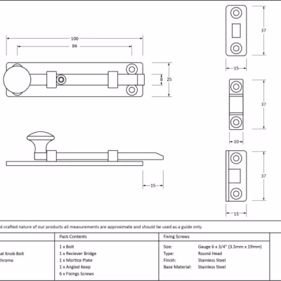 Polished Chrome 4" Universal Bolt - Image 3