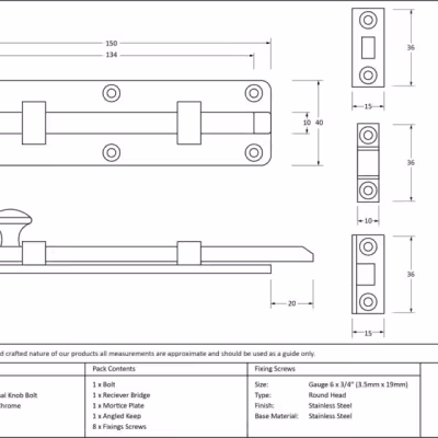 Polished Chrome 6" Universal Bolt - Image 3