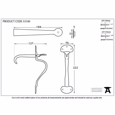 Beeswax Slim Bean Thumblatch - Image 3
