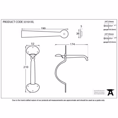 Beeswax Medium Bean Thumblatch - XL - Image 3