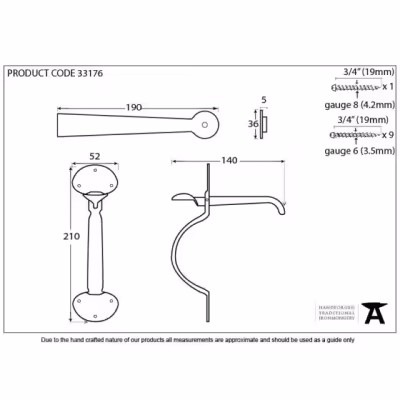 Black Medium Bean Thumblatch - Image 2