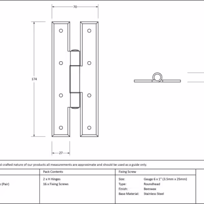 Beeswax 7" H Hinge (pair) - Image 3