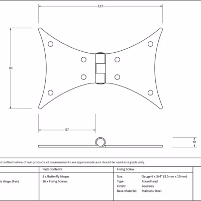 Beeswax 5" Butterfly Hinge (pair) - Image 3