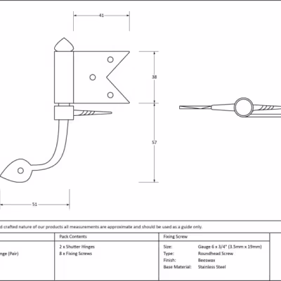 Beeswax Shutter Hinge (pair) - Image 3