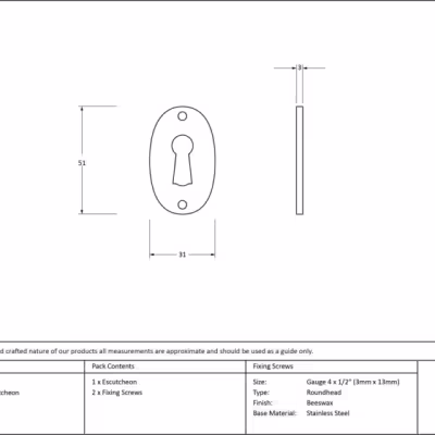 Beeswax Oval Escutcheon - Image 2