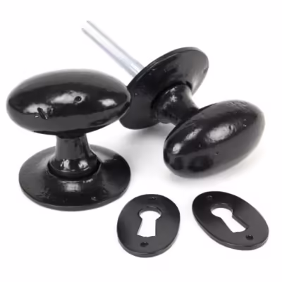 Black Oval Mortice/Rim Knob Set