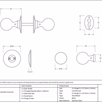 Black Round Mortice/Rim Knob Set - Image 3