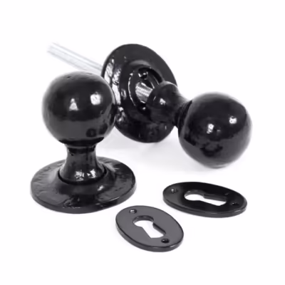 Black Round Mortice/Rim Knob Set