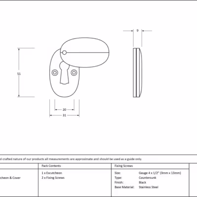 Black Oval Escutcheon & Cover - Image 3