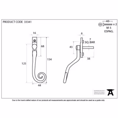 Black Large 16mm Monkeytail Espag - RH - Image 4
