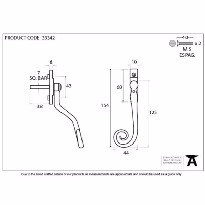 Black Large 16mm Monkeytail Espag - LH - Image 3