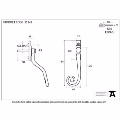 Pewter Large 16mm Monkeytail Espag - LH - Image 4