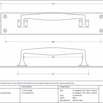 Black Pull Handle on Backplate - Image 4