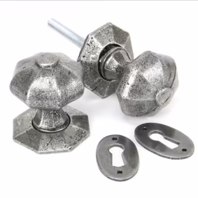 Pewter Octagonal Mortice/Rim Knob Set