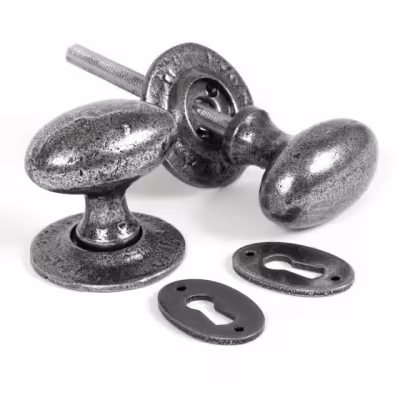 Pewter Oval Mortice/Rim Knob Set