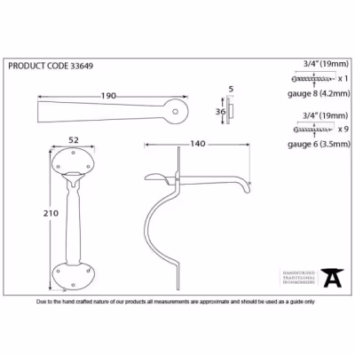 Pewter Medium Bean Thumblatch - Image 3