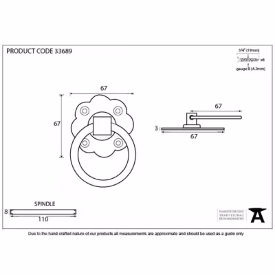 Pewter Ring Turn Handle Set - Image 3