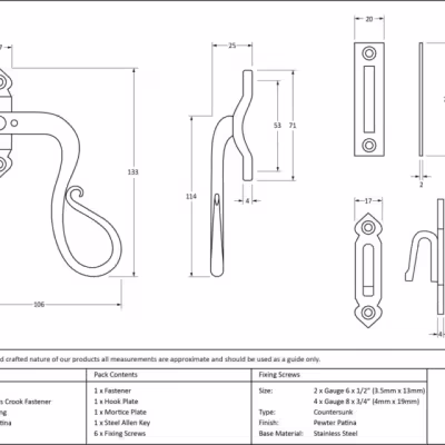 Pewter Locking Shepherd's Crook Fastener - RH - Image 3