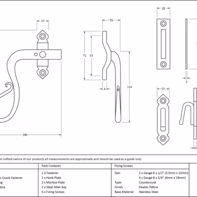 Pewter Locking Shepherd's Crook Fastener - LH - Image 4