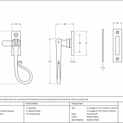 Pewter Shepherd's Crook Fastener - Image 3