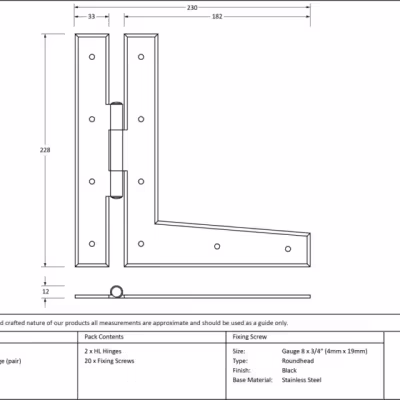 Black 9" HL Hinge (pair) - Image 3