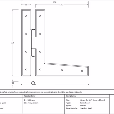 Pewter 9" HL Hinge (pair) - Image 3