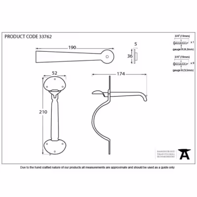 Pewter XL Medium Bean Thumblatch - Image 2