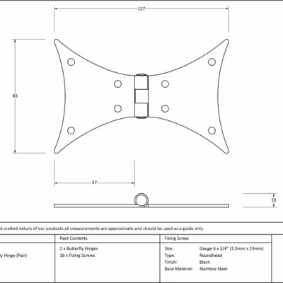 Black 5" Butterfly Hinge (pair) - Image 3