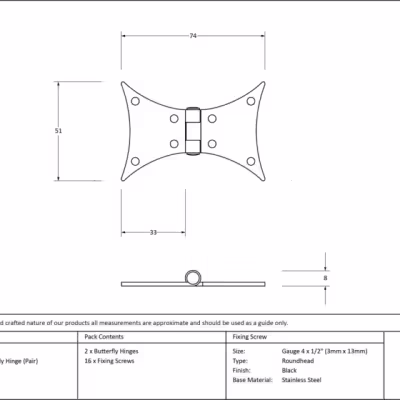 Black 3" Butterfly Hinge (pair) - Image 3