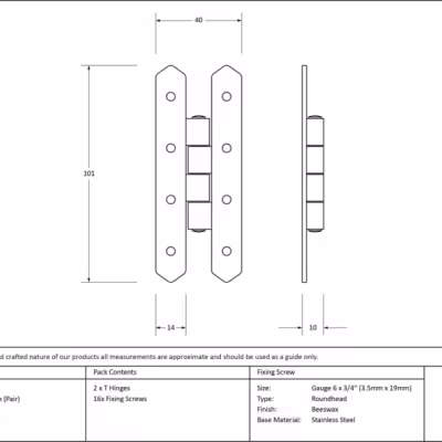 Beeswax 4" H Hinge (pair) - Image 3
