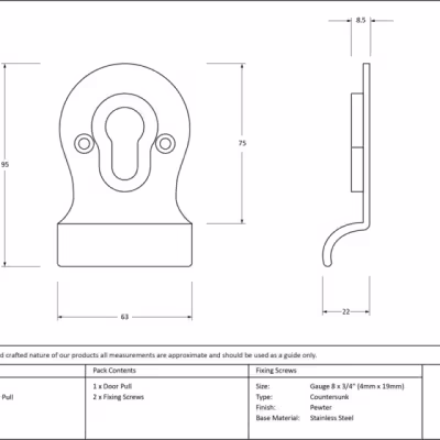 Pewter Euro Door Pull - Image 3
