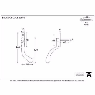 Black 16mm Peardrop Espag - RH - Image 3
