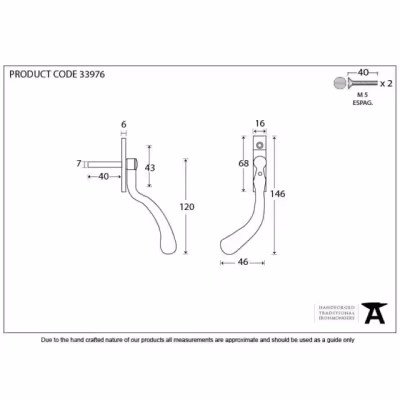 Black 16mm Peardrop Espag - LH - Image 3