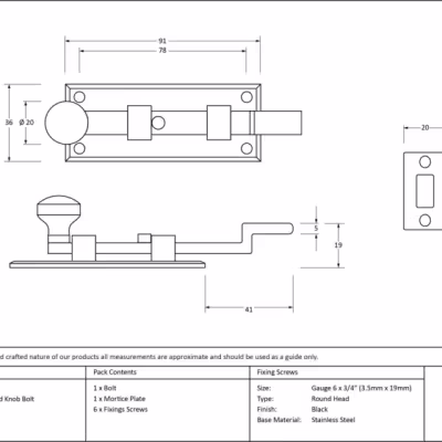 Black 4" Cranked Knob Bolt - Image 3