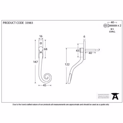 Black 16mm Monkeytail Espag - RH - Image 4