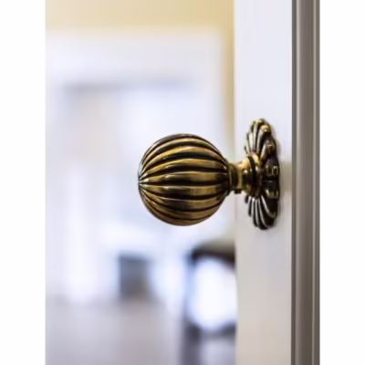 Aged Brass Flower Mortice/Rim Knob Set - Image 4