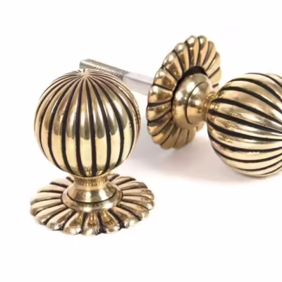 Aged Brass Flower Mortice/Rim Knob Set