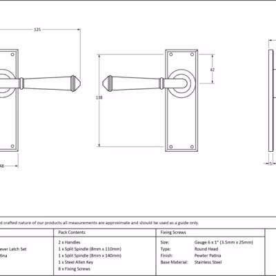Pewter Regency Lever Latch Set - Image 4