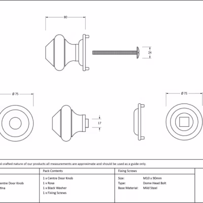 Pewter Regency Centre Door Knob - Image 3