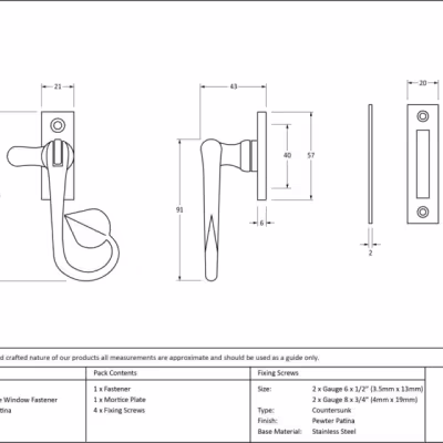 Pewter Shropshire Window Fastener - Image 4