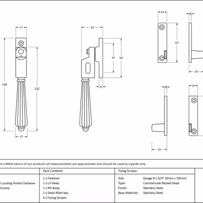 Polished Chrome Night-Vent Locking Hinton Fastener - Image 5