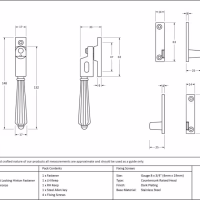 Polished Bronze Night-Vent Locking Hinton Fastener - Image 3