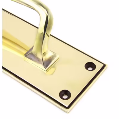 Aged Brass 425mm Art Deco Pull Handle on Backplate - Image 3