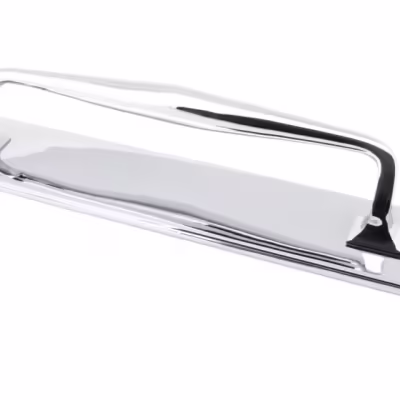 Polished Chrome 425mm Art Deco Pull Handle on Backplate
