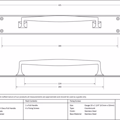 Polished Nickel 425mm Art Deco Pull Handle on Backplate - Image 4